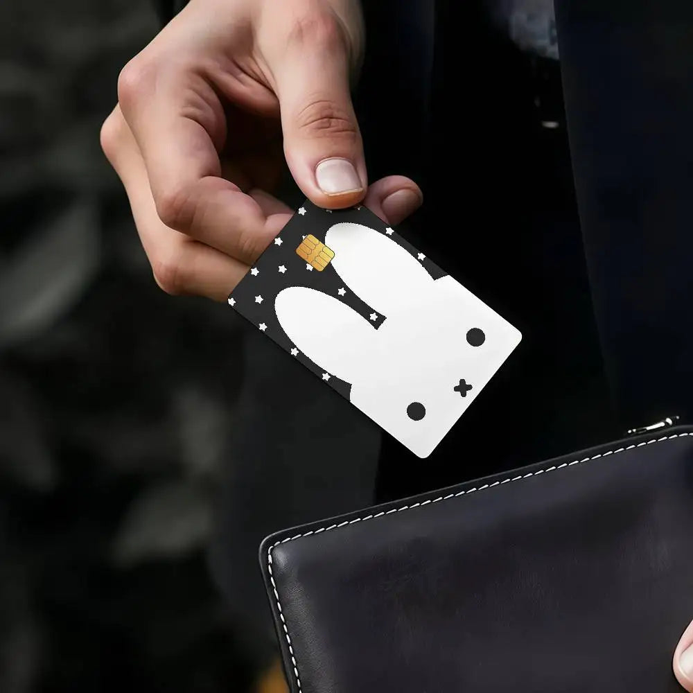 autocollants protection cartes credit transport commun dessin animal mignon points etoiles blanc noir adhésifs