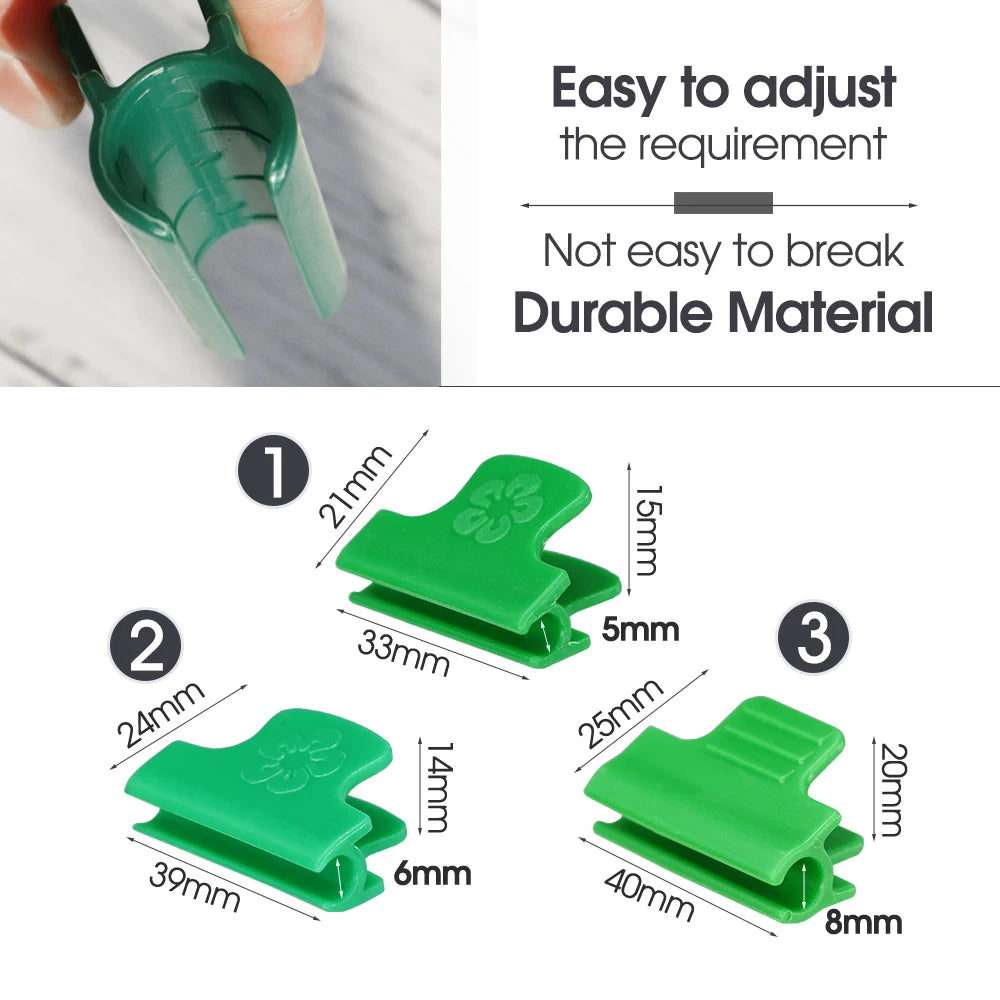 clips fixation plantes vertes pratique robustes 10 pièces opaques vert plat lisse clips support