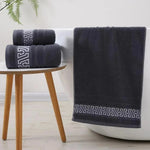 serviette bain épaisse séchage rapide douce texture éponge moderne gris bleu minimaliste 140x70cm