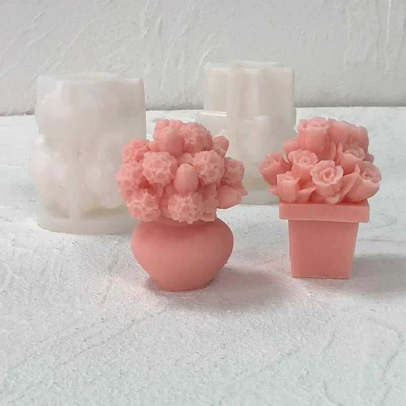 moule silicone bougie fleur rose bouquet artisanal décoration bricolage savon plâtre résine
