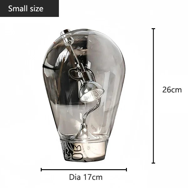 lampe table moderne transparente interrupteur métal chromé minimaliste led vintage