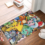 tapis sol antidérapant pikachu jaune noir rouge cartoon pois flanelle 60x40cm chambre cuisine salon