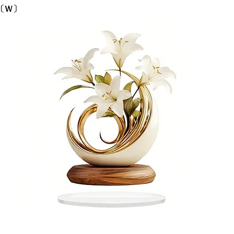 vase moderne minimaliste floral abstrait couleur beige doré brun foncé décoration intérieure maison