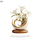 vase moderne minimaliste floral abstrait couleur beige doré brun foncé décoration intérieure maison