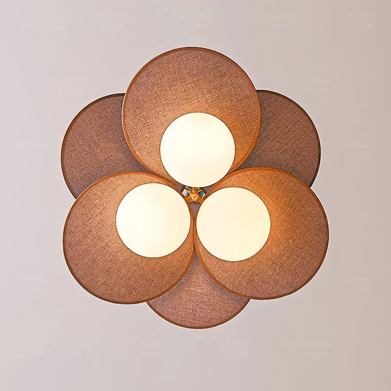 Lampe suspendue moderne ampoules LED toiles lin marron clair chambre salle manger