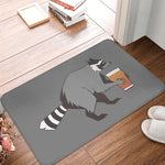 tapis d'entrée anti dérapant raton laveur moderne noir blanc gris salonextérieur