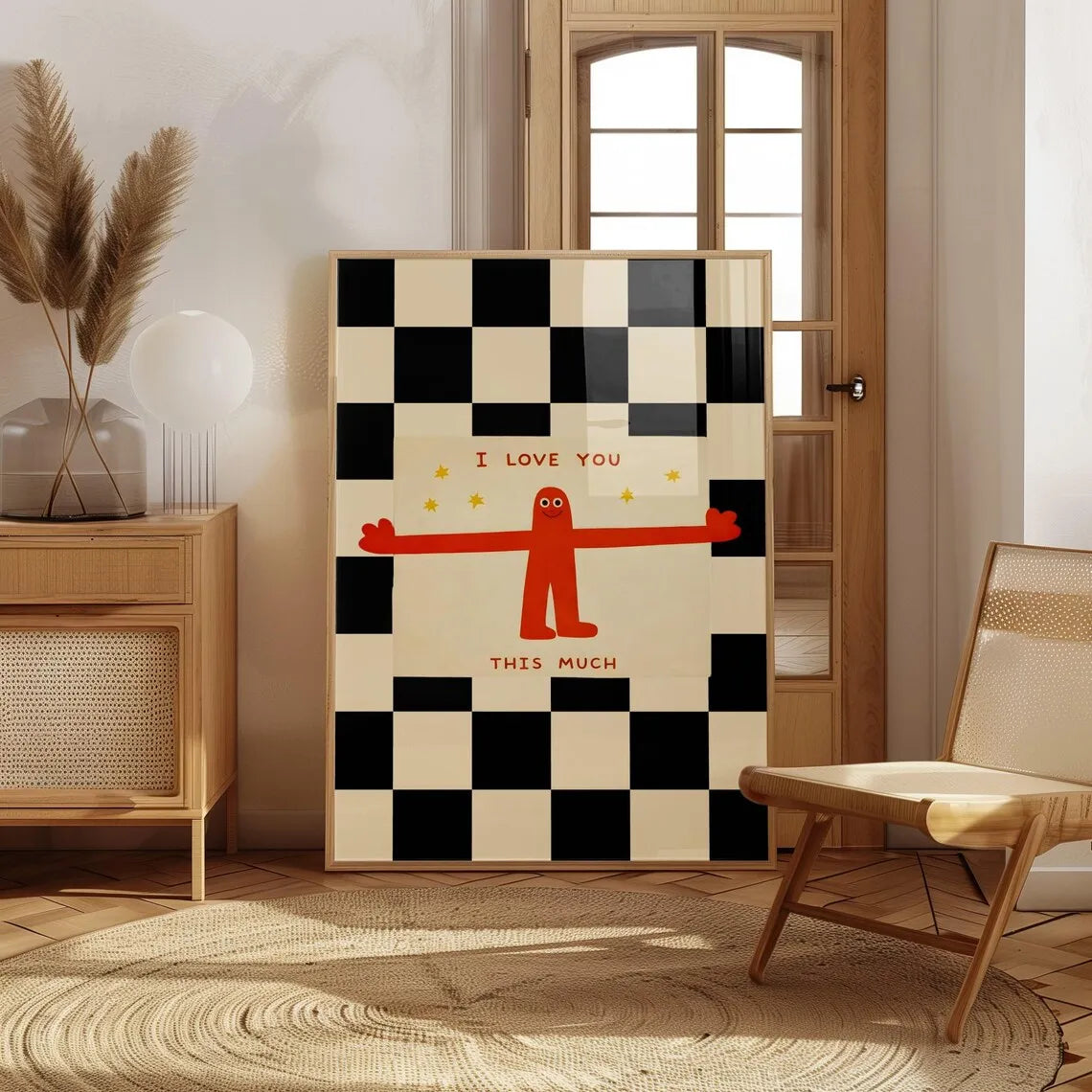 toile d'art moderne minimaliste humaine rouge damier noir blanc sans cadre erotique