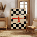 toile d'art moderne minimaliste humaine rouge damier noir blanc sans cadre erotique