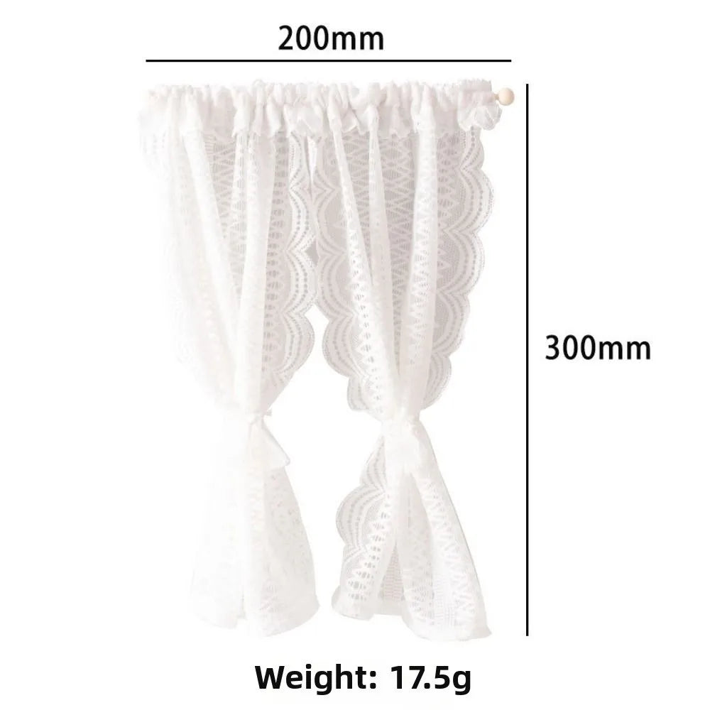 rideaux blancs fleurés dentelle vintage opaques transparents animaux nature maison poupée romantique
