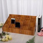 boîte rangement bois naturelle moderne grilles divisées bijoux accessoires rose marron minimaliste