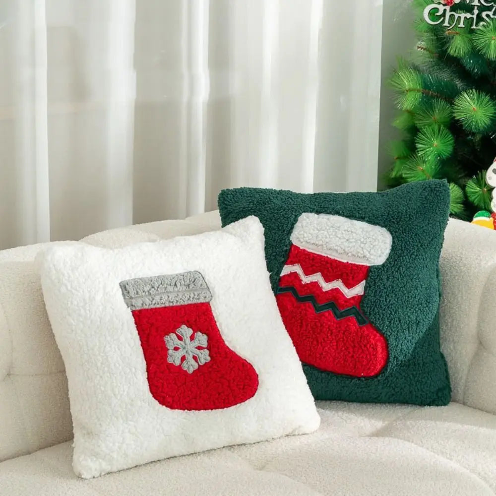 taies d'oreiller noël arbre noël 45cm blanc motifs festifs coussin maison festive decoration intérieure
