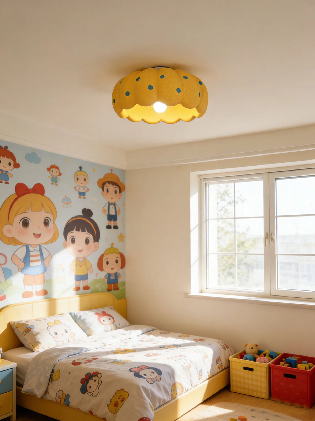 lampe moderne jaune points bleus enfant douce chaleur toucher réglable