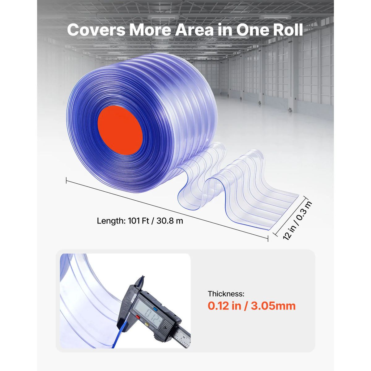 rideau lanières plastique bleu translucide plissé industriel 101ft 12in cuttermètreruban