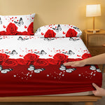 lit drap floral papillons roses rouges blancs coeurs romantiquesetSize 138x190cm 153x203cm