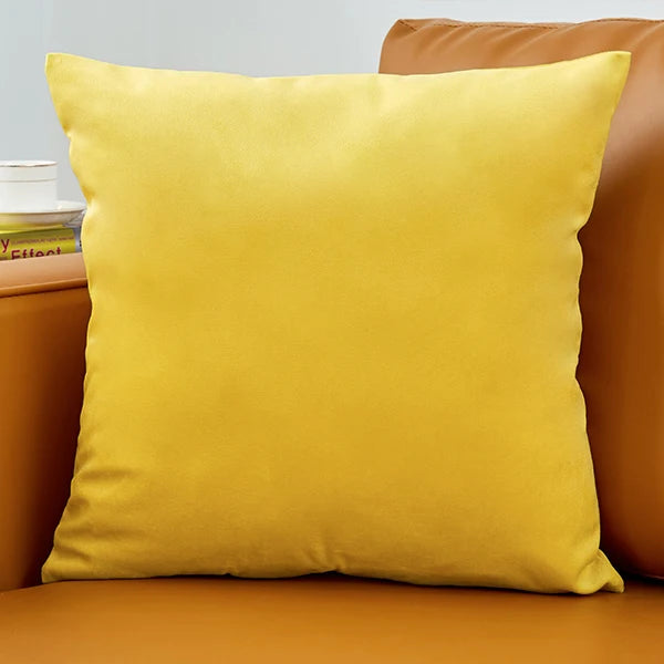 housses velours coussins decoratifs jaunes modernes salon chambre 45x45cm