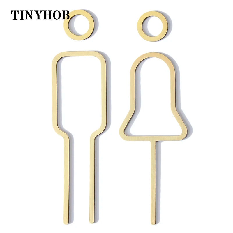 symboles toilettes or minimaliste maison decoration entrée wc handicapé decoration métal rond fixations invisible