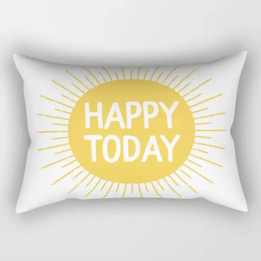 taies d'oreiller géométriques jaunes blanches modernes polyester 30x50cm minimaliste coussins rectangulaires motifs triangles losanges
