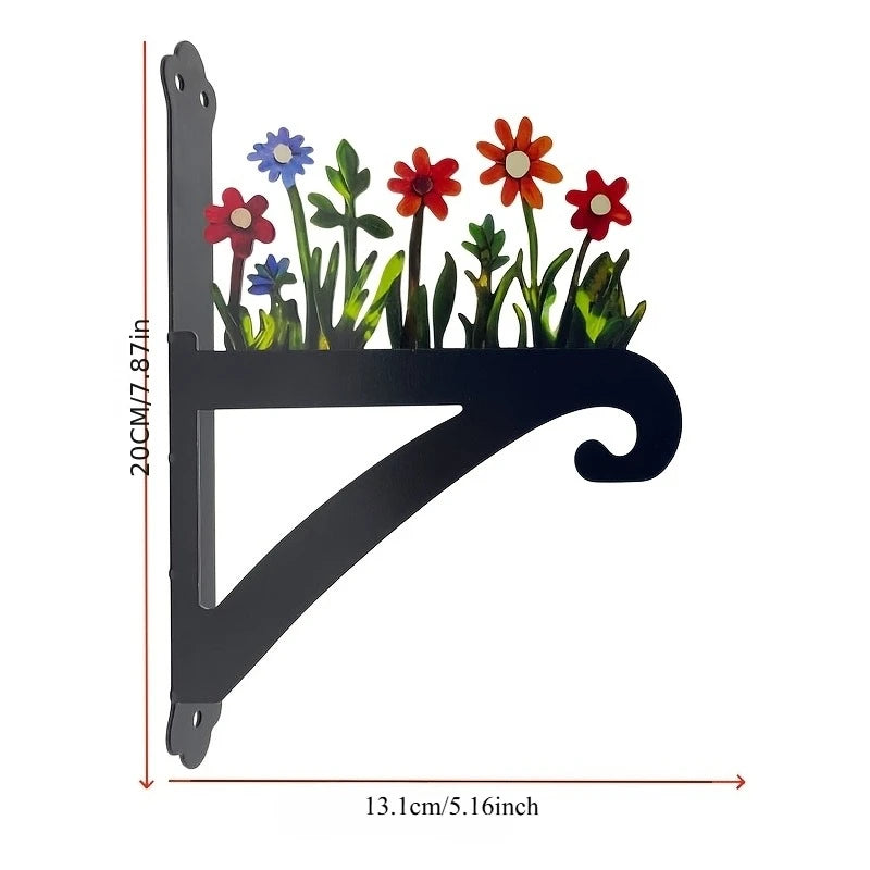 support mural noir fleurs colorées suspendre plantes artisanal moderneextérieur robuste fixations inclusées