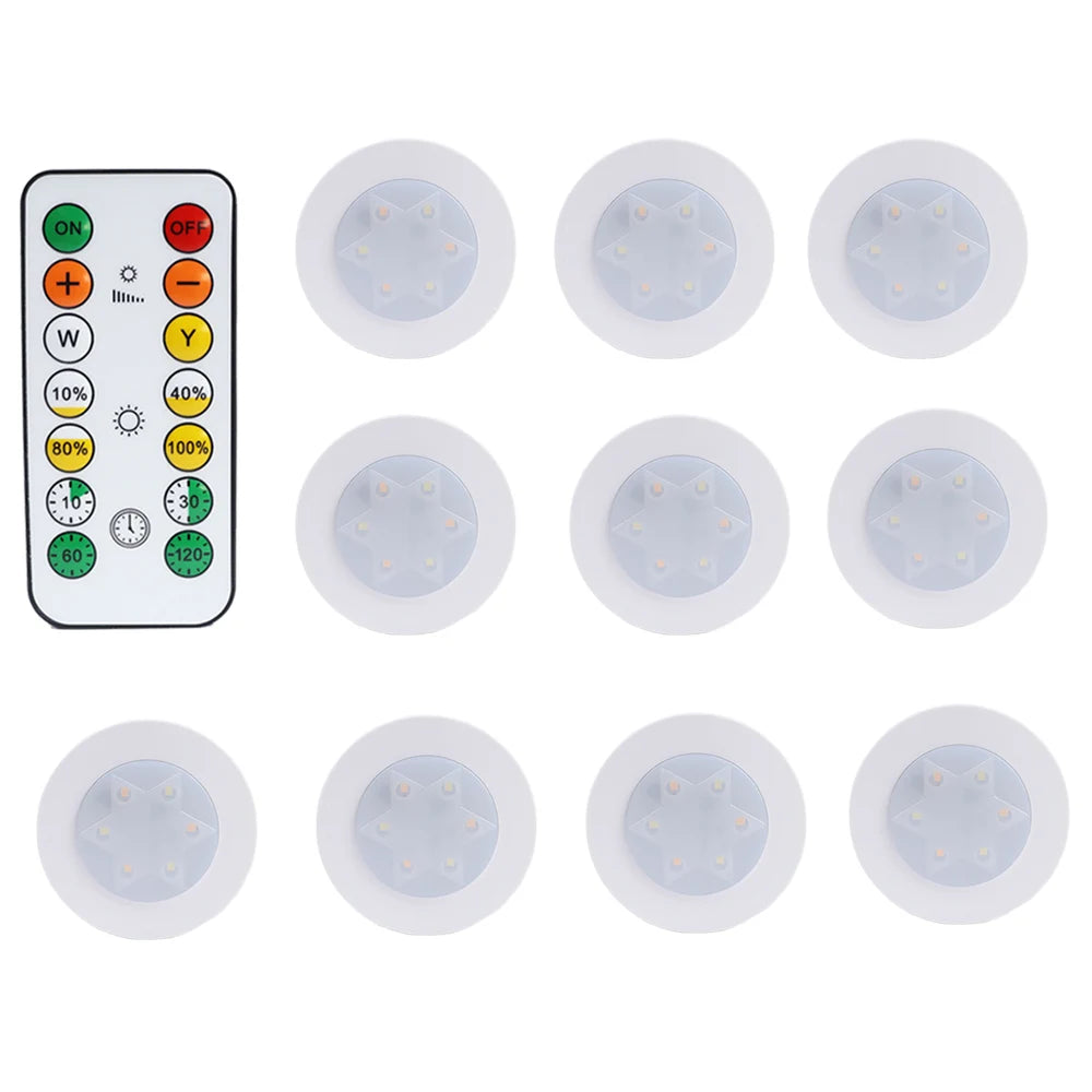 lampe led ronde noir blanche télécommande éclairage nuit chambre placard rechargeable batterie sèche moderne