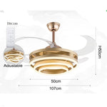 ventilateur led noir doré moderne télécommande 42 pouces rétractable contemporain
