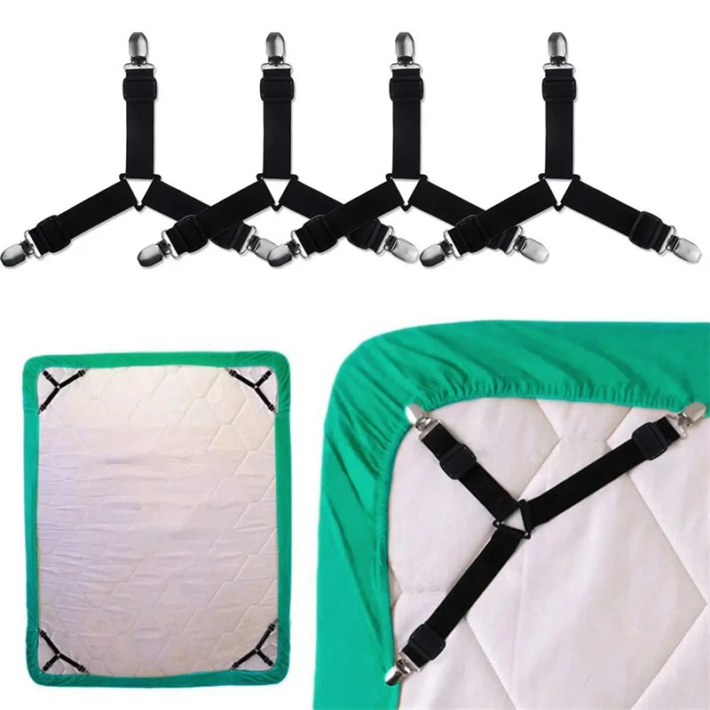 attaches élastiques drap lit pièces clips métalliques argentés motifs géométriques couleurs vives tissu polyester