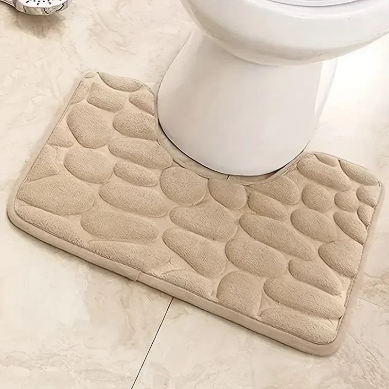 tapis antidérapant moderne gris galets salle bain absorbe l'eau doux 50cm 40cm
