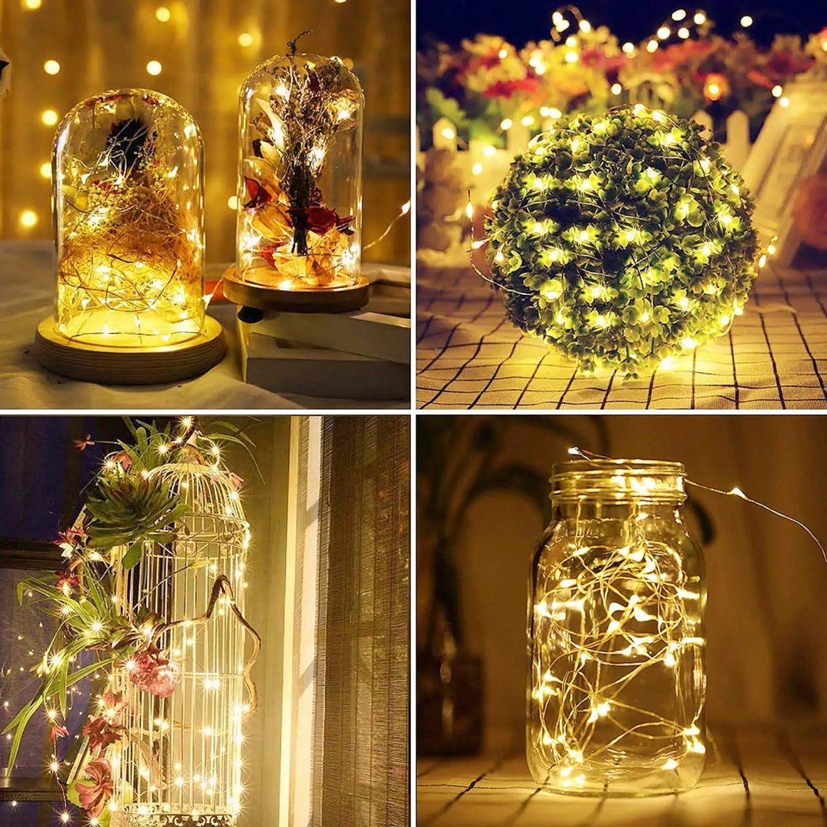 guirlande lumineuse solaire extérieure blanc chaud filament cuivre décoration jardin terrasse étanche piquet