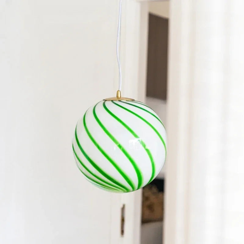 Suspension lumineuse moderne pince suspension câble blanc rouge vert rayures horizontales