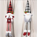 Boucle rideau noël gnome rouge noir blanc festif pompons boutons festive
