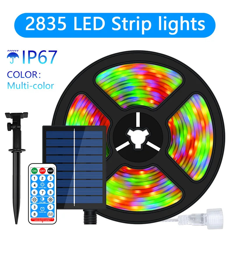 ruban led solaire multicolore modes points lumineux moderne clips