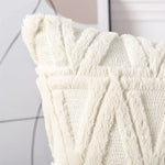 coussin blanc peluche triangles géométriques doux moderne confortable sans insert invisible zip 30x50cm 40x40cm