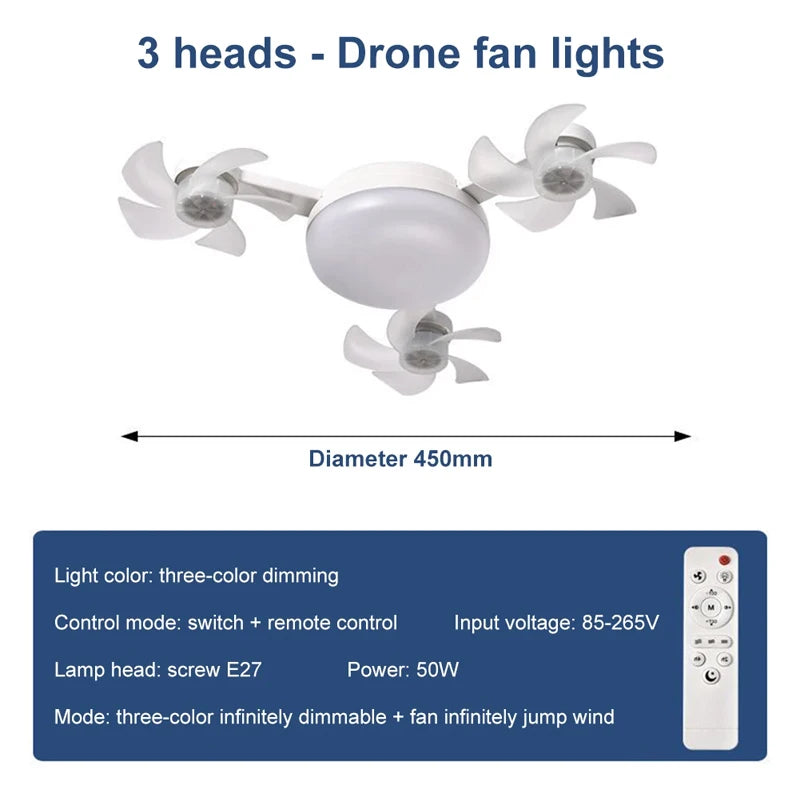 ventilateur blanc moderne ailes télécommande lampe led réglable