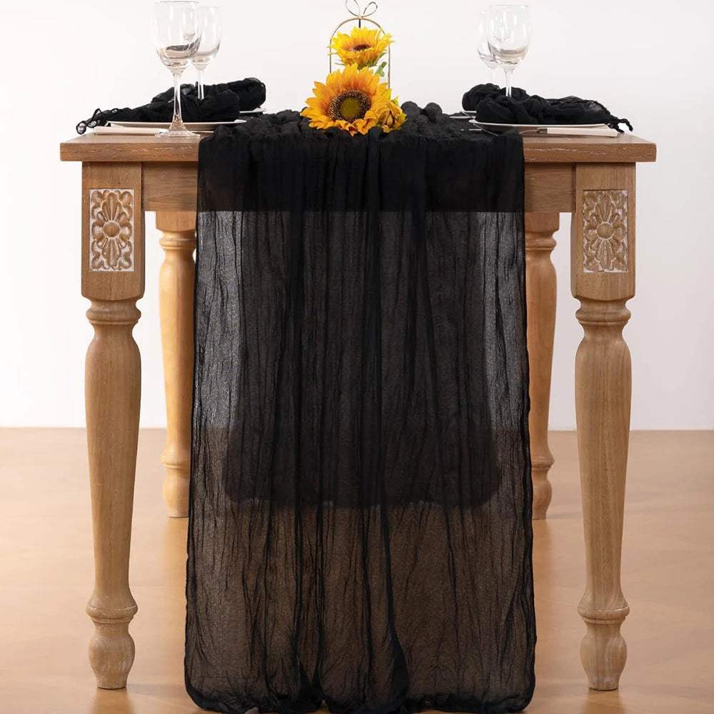 serviette table moderne plissée noir vert foncé polyester maison 90x180cm 90x300cm