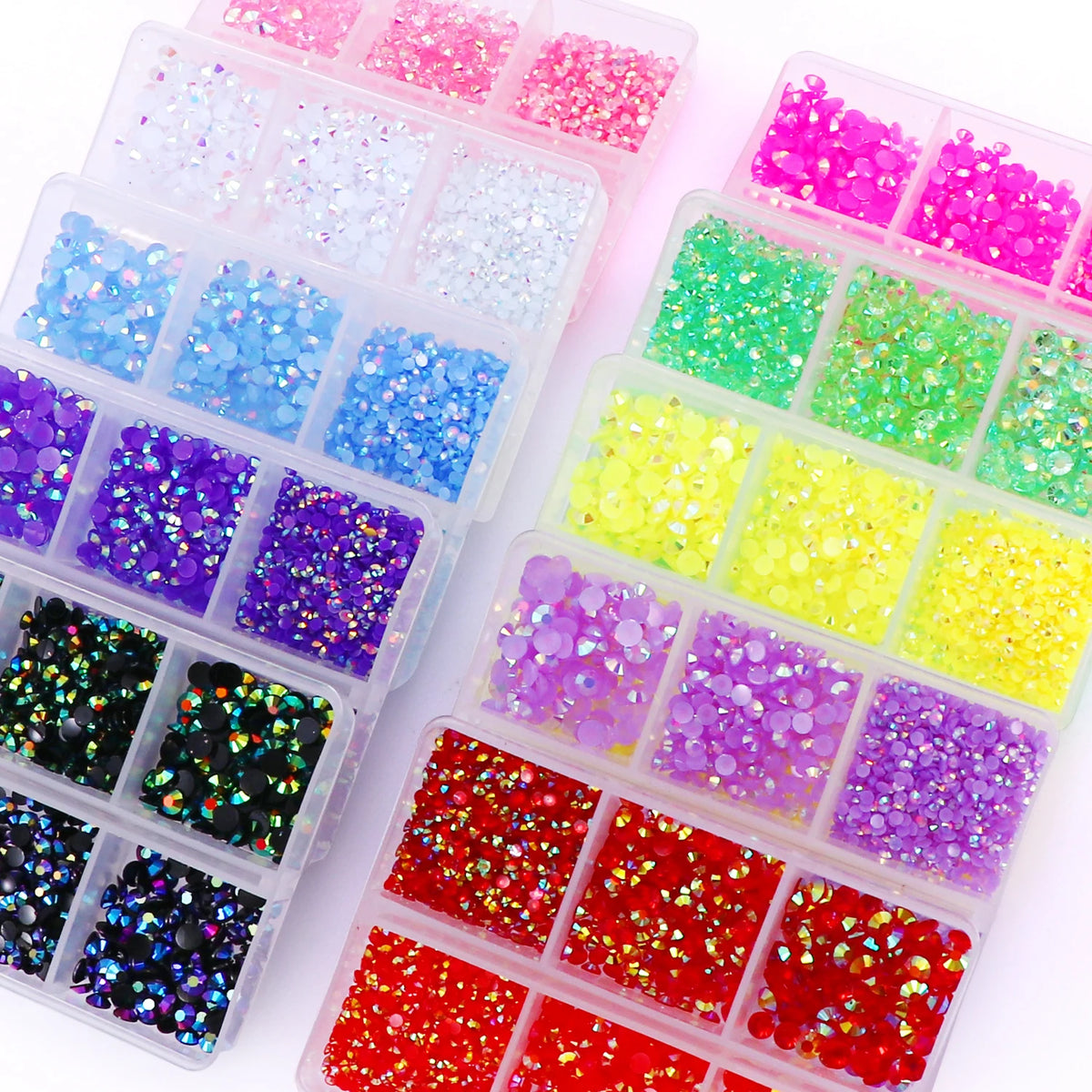 résine multicolores brillantes 4mm 3mm 2mm décoratives nail art bricolage 1000 pièces box