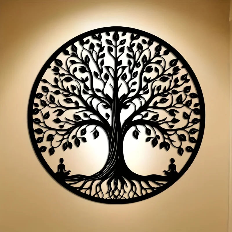 décoration murale métal arbre vie feuilles branches moderne opaque chambre salon