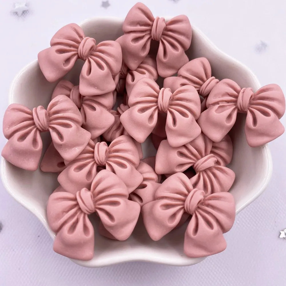 rubans forme noeud papillon résine colorée kawaii bleu rose orange rouge violet satiné 18mm