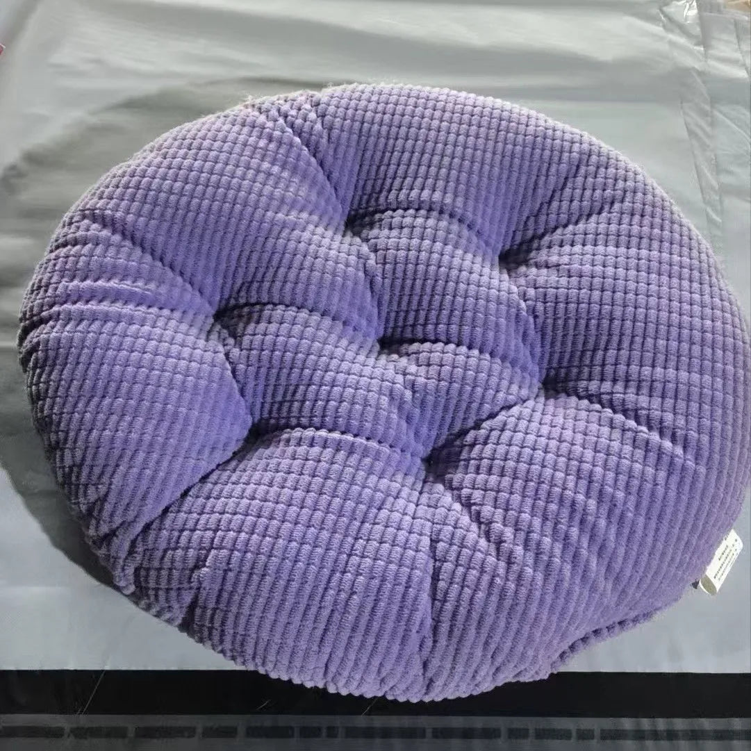 coussin chaise rond velours côtelé rose doux assise sol tabouret