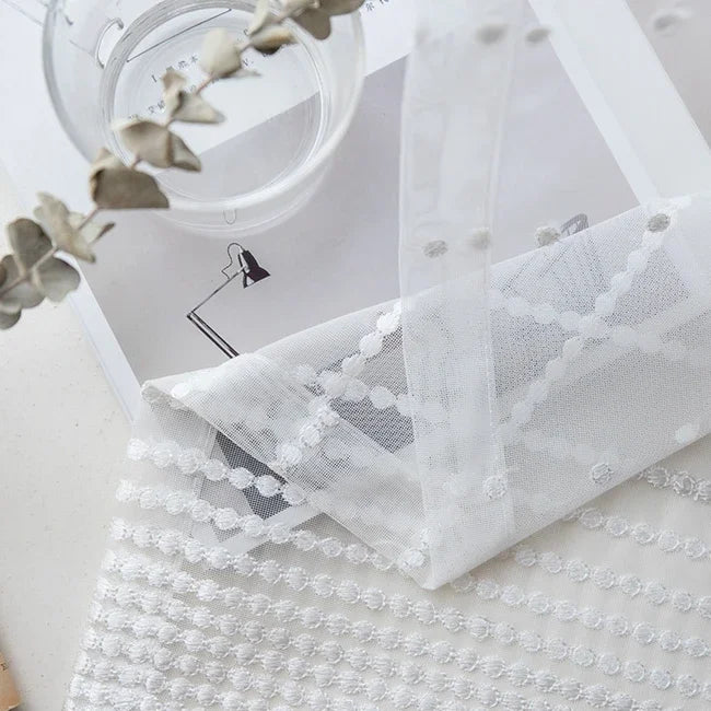rideau blanc pois minimalist moderne transparent fenêtre extérieure nordic qualite haute