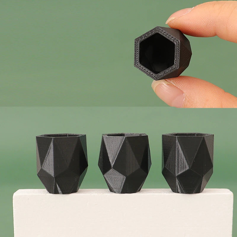 pots fleurs miniatures 1/12 blanc noir facettes géométriques moderne minimaliste