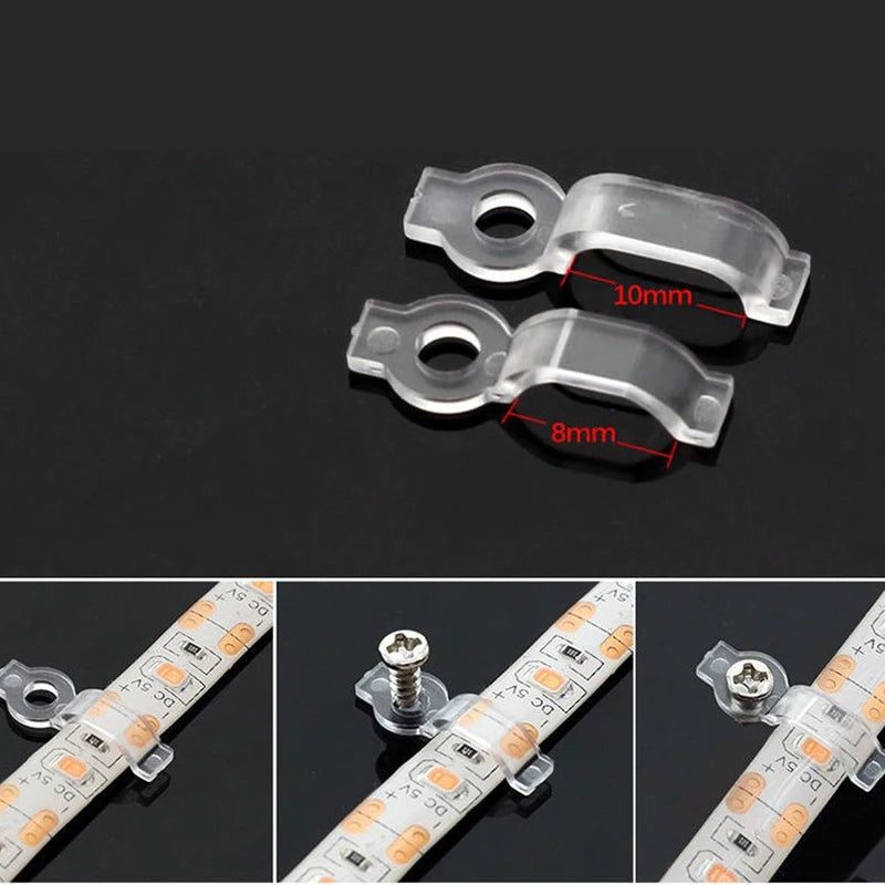 clips fixation ruban led blanc lumieres led opaques clips transparents vis moderne 10mm 8mm