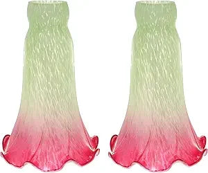 abat jour verre floral art nouveau vert rose jaune noir ombre chromatique lot