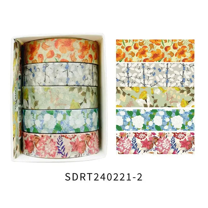 ruban adhésif décoratif multicolore fleurs papillons vintage floral boîte inclusion adhésif mignon étudiant cadeau