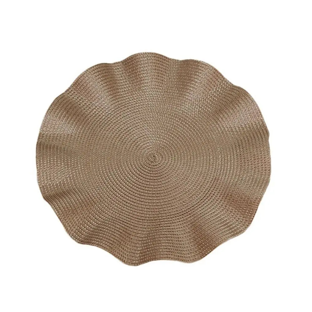 serviettes table tissées vert olive moderne beige clair motifs concentriques minimaliste respectueux environnement