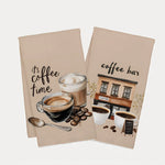 serviettes cuisine motifs tasse grains rustique beige blanc opaques absorbantes echangement deco