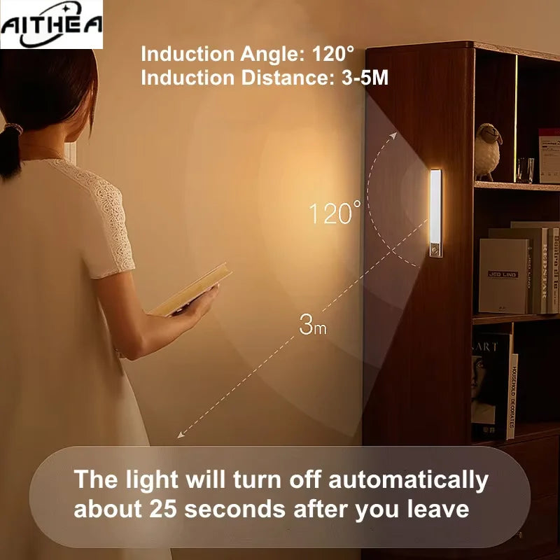 lampe led rechargeable détecteur mouvement sans fil blanc moderne adhésif 60lm 50cm urgence recharge