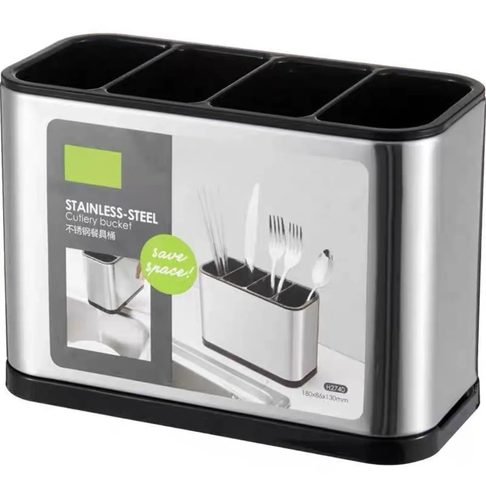 porte couverts réutilissables acier inoxydable moderne compartiments 12 couverts couteaux fourchettes cuillères lisse brillant