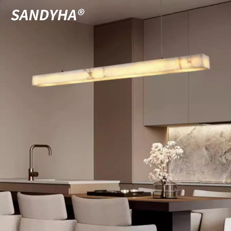 lampe suspendue marbre blanc moderne câble électrique 100cm opacité chambre salon