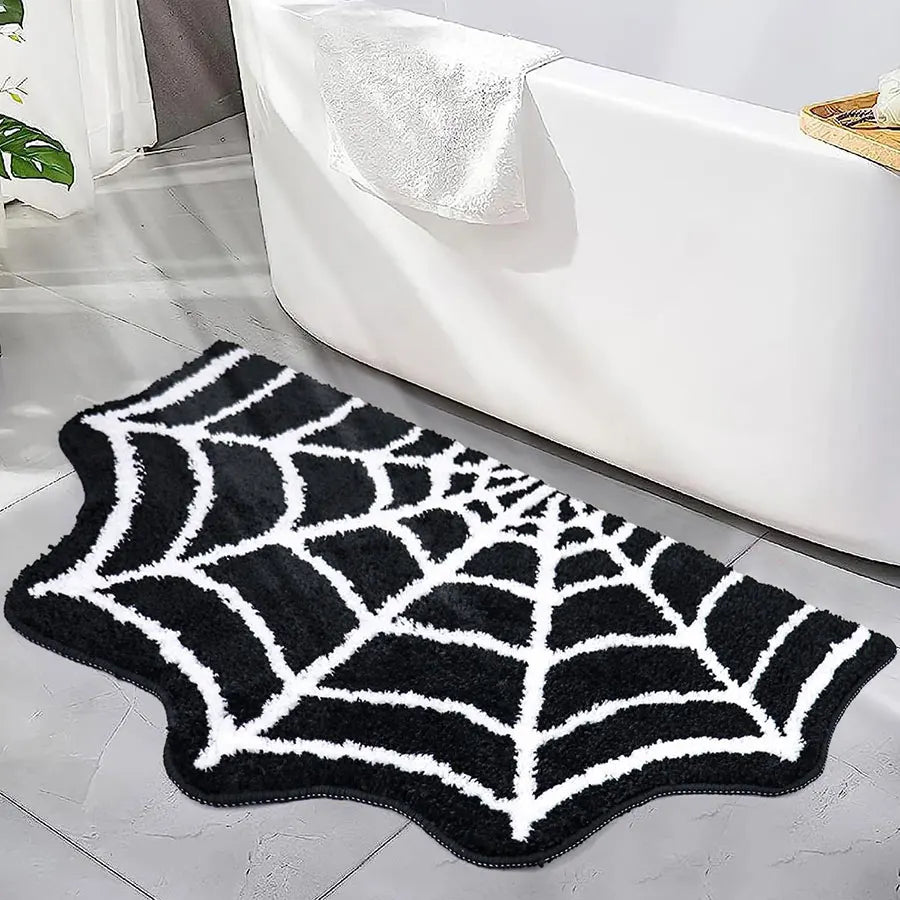 tapis acrylique antidérapant toile d'araignée noir blanc moderne salle bain cuisine intérieur