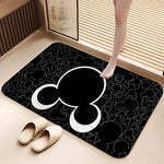 tapis anti dérapant mickey noir blanc moderne salon salle bain entrée résistant rayures polyester