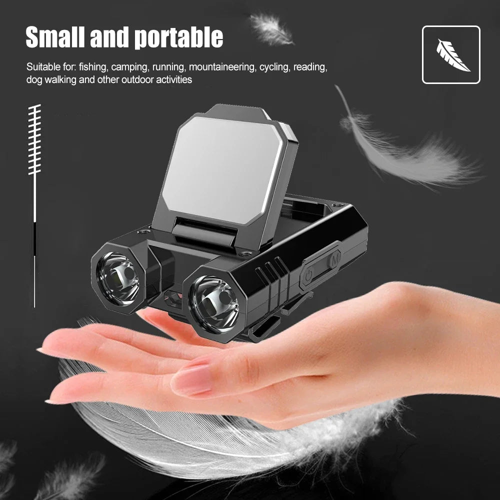 lampe torche noire moderne clips double interrupteur induction lentille rouge cache aluminium led campingurgence